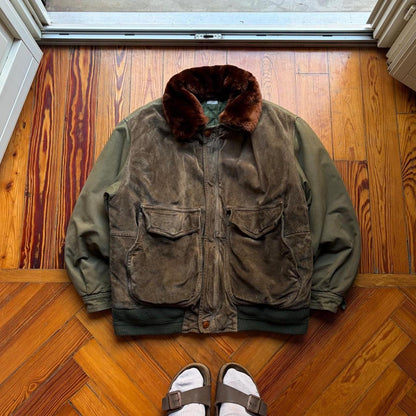 1988 CP Company Suede & Cotton Bomber Jacket M