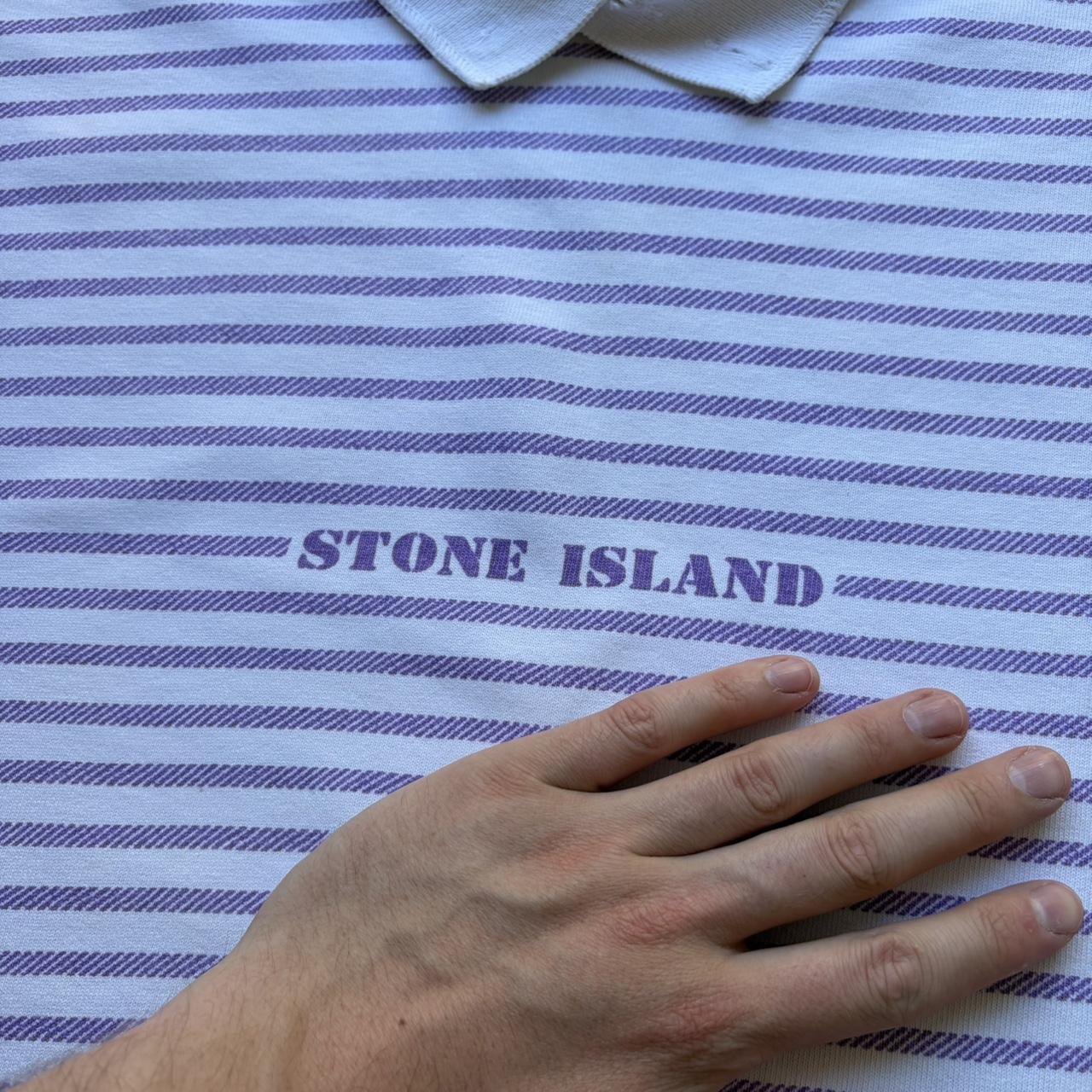 1990s Stone Island Striped Polo Shirt M