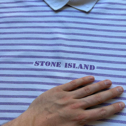 1990s Stone Island Striped Polo Shirt M