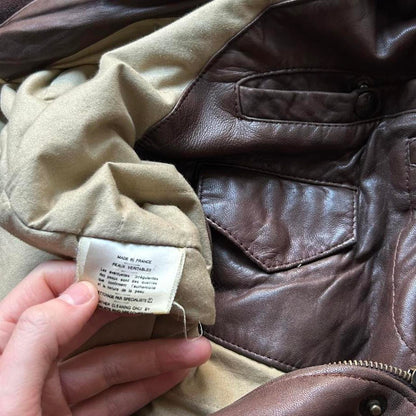 1990s Chevignon Leather Jacket Brown XXL