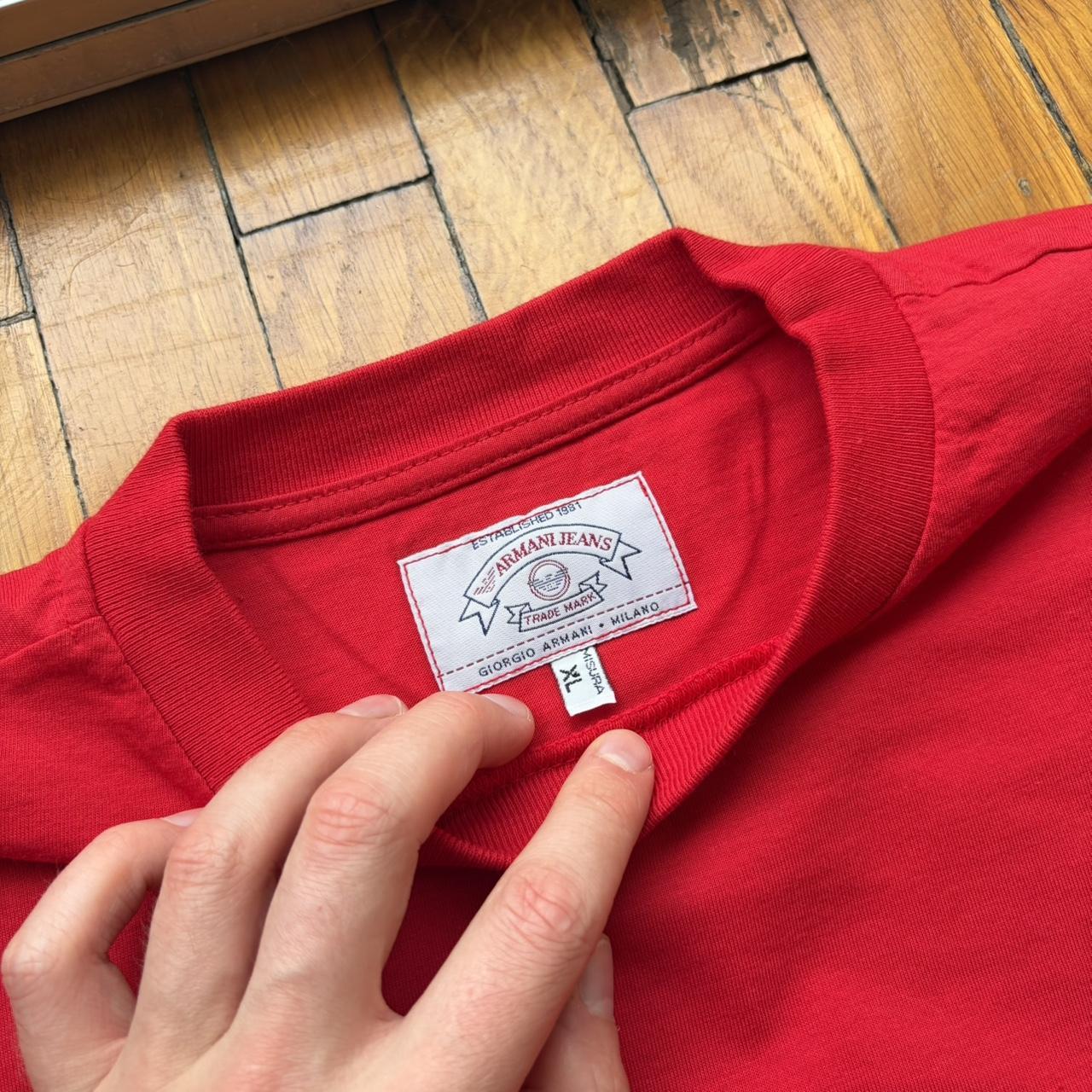 1990s Armani Jeans Basic T Shirt Red XL