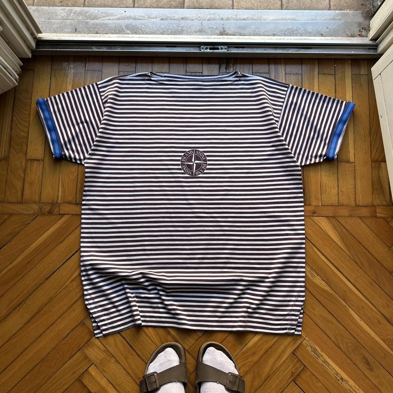1980s Stone Island Mako Cotton Striped T Shirt XXL