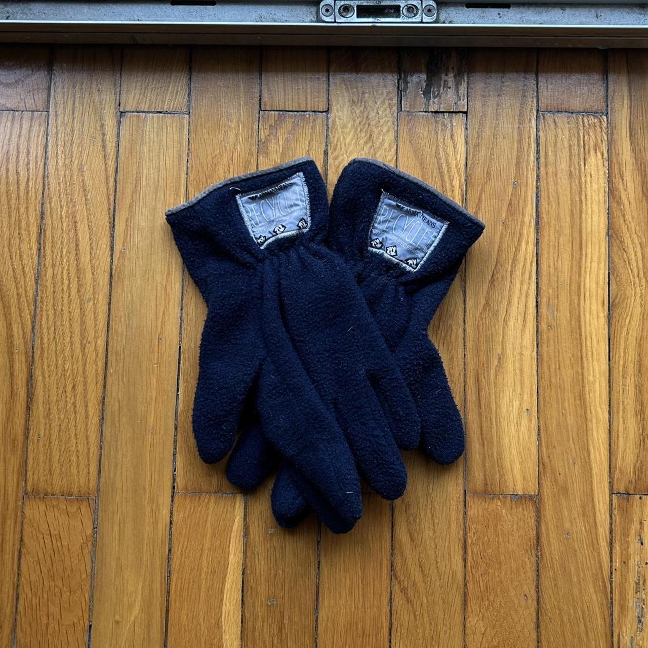 1990s Armani Jeans Fleece Gloves Navy OS