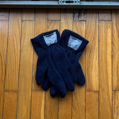 1990s Armani Jeans Fleece Gloves Navy OS