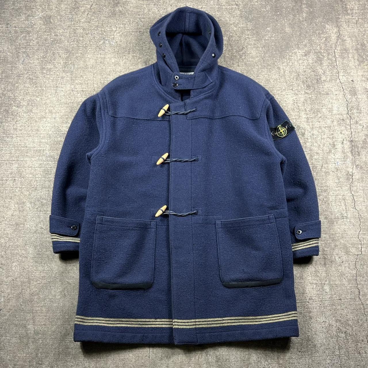 Vintage Stone Island Montgomery Duffle Coat Blue XL