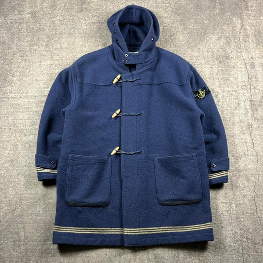 Vintage Stone Island Montgomery Duffle Coat Blue XL
