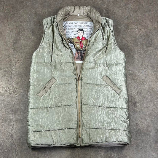 1980s Armani Reversible Down Gilet Khaki L
