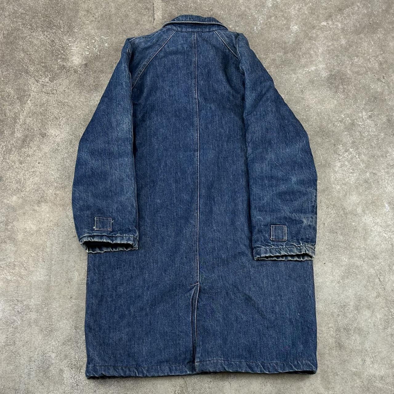 1980s Armani Denim Trench Coat Blue L