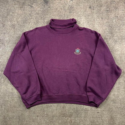 Vintage Armani Roll Neck Sweatshirt Purple L
