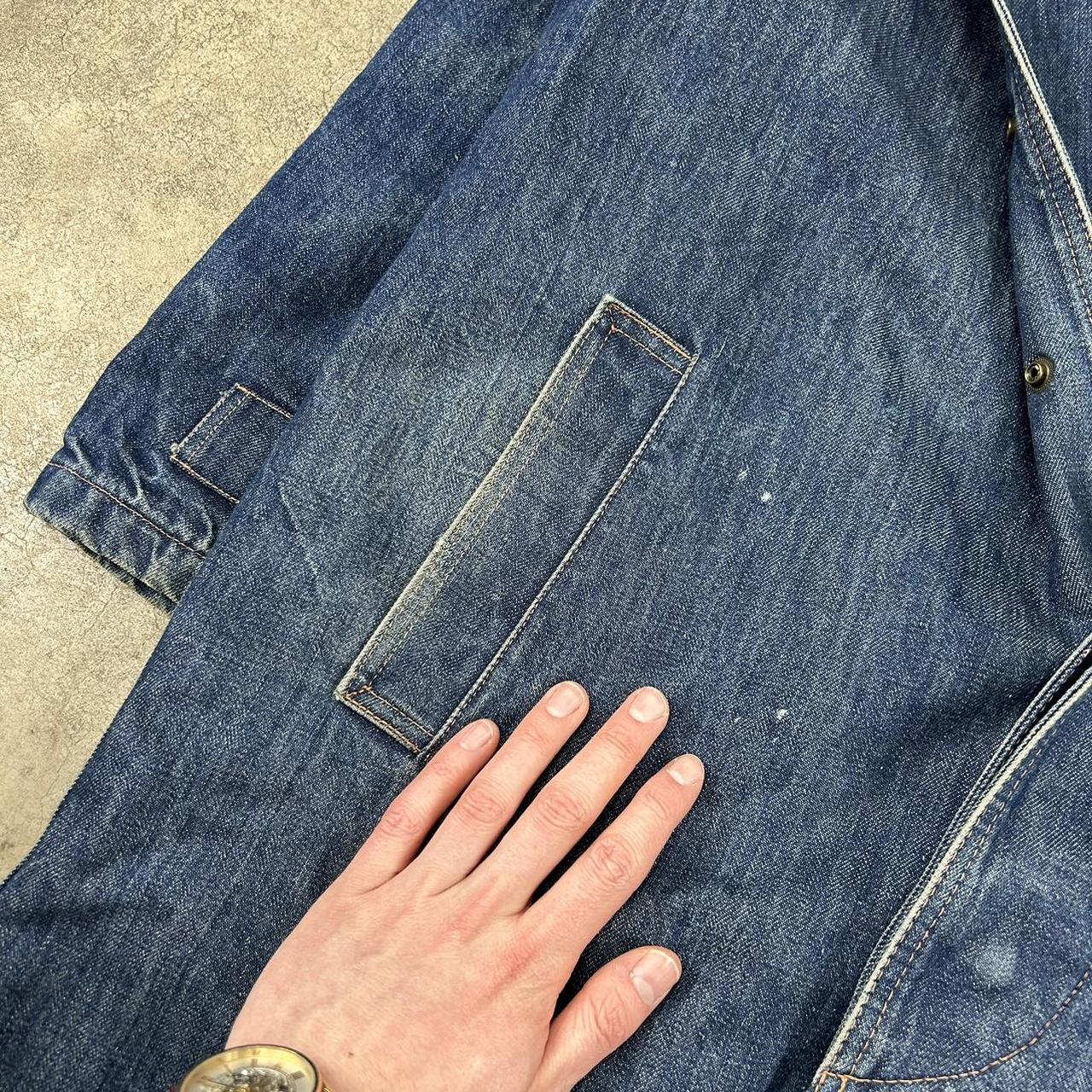 1980s Armani Denim Trench Coat Blue L