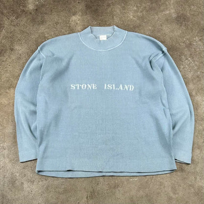 Vintage Stone Island Cotton Knitted Jumper Blue XL