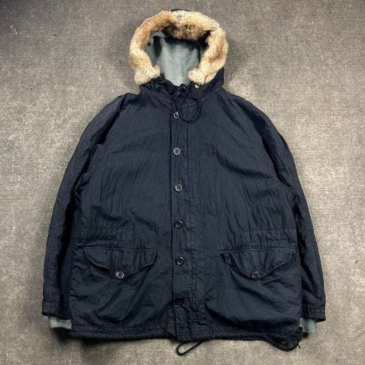 1993 CP Company Rubber Wool Jacket Black XL